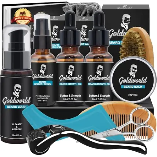 Bartpflege Set für Männer mit Bartroller – Ideales Geschenk für Geburtstag und Weihnachten