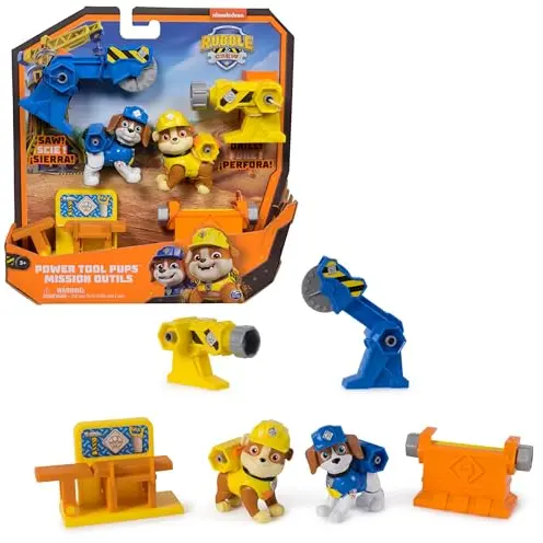 Rubble & Crew Power Tool Pups Spielset mit 2 Hundefiguren, Bauwerkzeugen & Zubehör für Kinder ab 3 Jahre