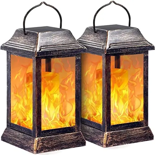 Solarbaby Solar Laternenlichter - Hängende LED-Flammenlichter für Garten und Terrasse (Bronze, 2 Stück)