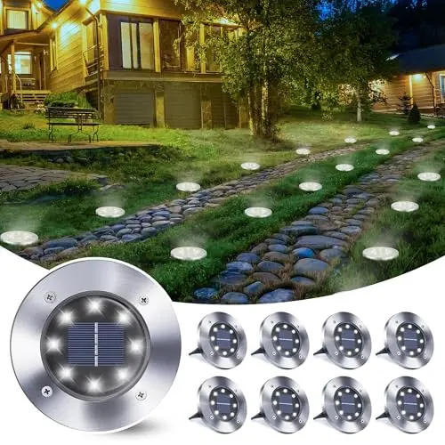 Qedertek 8 Stück Solar Bodenleuchten für Garten – Wetterfeste LED Aussenleuchten für Rasen und Gehweg