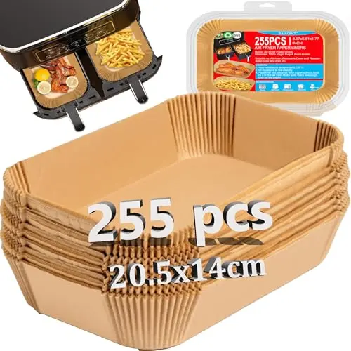 255 Stück Backpapier für Heißluftfritteuse Ninja, 20,5x14cm, Kompatibel mit Air Fryer AF300/400