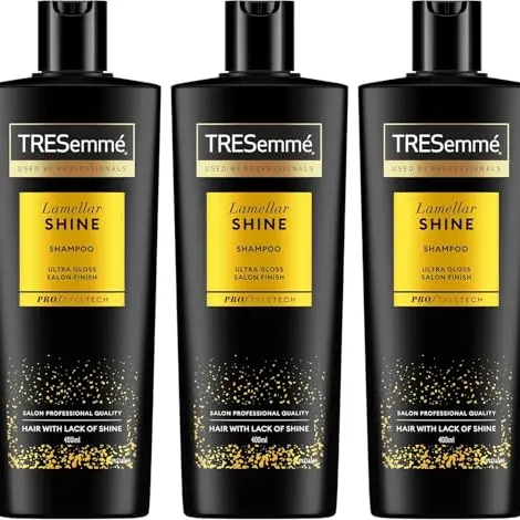 TRESemmé Lamellar Shine Shampoo – Mehr Glanz und seidiges Haar, für alle Haartypen, 3x400 ml