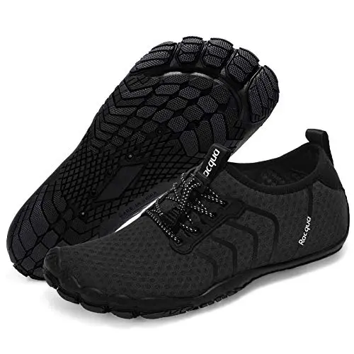 Racqua Schnelltrocknende Wasserschuhe für Herren und Damen – Barfuß Aqua Sport Schuhe Schwarz Größe 37