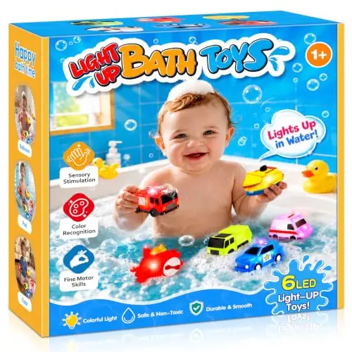 EUCOCO Badewannenspielzeug, Geschenk für Kinder ab 1 Jahr, Autos, Schiff & Flugzeug, Badespielzeug