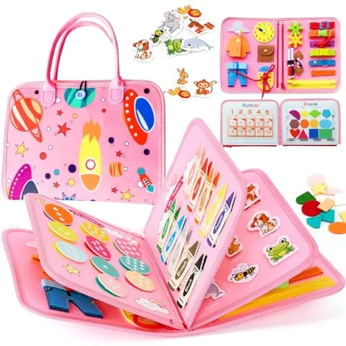 CHARMNAIL Montessori Busy Board Set mit Gratis Reisetasche, ideal für Kinder ab 3 Jahren und Reisen