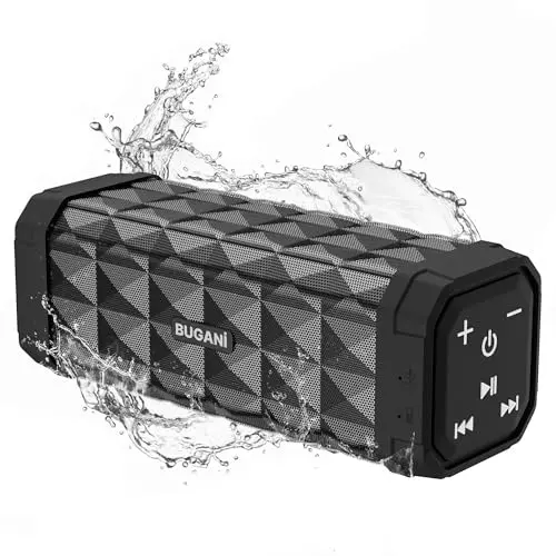 BUGANI Bluetooth Lautsprecher, 24H Akku, IPX5 wasserdicht, Freisprechfunktion, für Zuhause, Garten & unterwegs