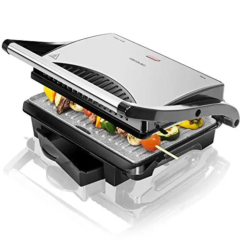 Cecotec Rock'nGrill 1500 Rapid Elektrogrill mit RockStone-Steinverkleidung und höhenverstellbarer Deckplatte