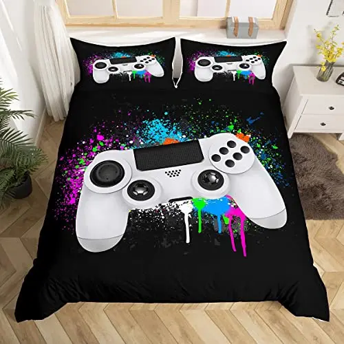 Homemissing Gamer Bettwäsche Set 135x200cm – Videospiel Design für Jungen und Teens