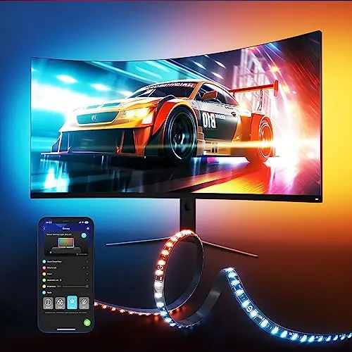Govee Gaming Light Strip G1 – RGBIC LED Hintergrundbeleuchtung für PC (24-26 Zoll) mit 123 Szenenmodi, kompatibel mit Alexa und Google Assistant