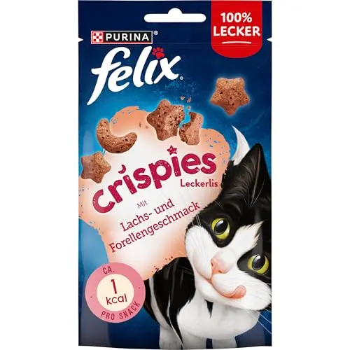 Felix Crispies Katzensnack mit Lachs- und Forellengeschmack, 8er Pack (8 x 45g)