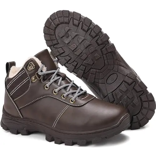 Ricema Winterstiefel Unisex, Warm Gefüttert, Wasserdicht, Rutschfest, Dunkelbraun, Größe 39 EU