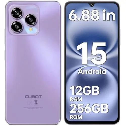 CUBOT A40 Android 15 Smartphone ohne Vertrag, 6.88" HD+ 120Hz, 12GB RAM, 256GB Speicher, 48MP Kamera, 5100mAh, 4G Dual SIM