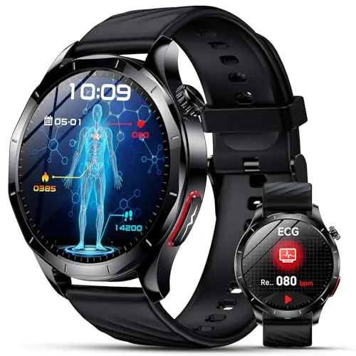 Lgnitek 2026 Smartwatch Herren mit EKG, 1,43" AMOLED Gesundheitsuhr, 24H Blutdruck, SpO2, Schlafmonitor, Fitnessuhr für Android/iOS