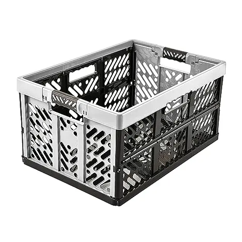 keeeper 2er Set Klappboxen mit Soft-Touch Griffen, 54 x 37 x 28 cm, 45 l, Hellgrau