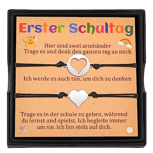 CheersLife Mutter-Tochter-Sohn Armbänder Set - Herz Armbänder für den ersten Schultag
