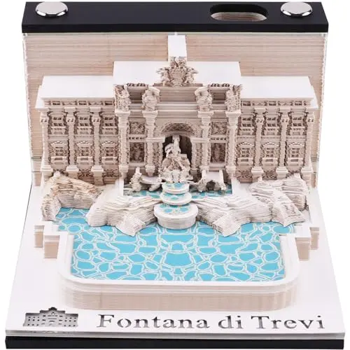 3D-Wochenkalender 2026 - Trevi-Brunnen Rom | Kreative Schreibtischdekoration