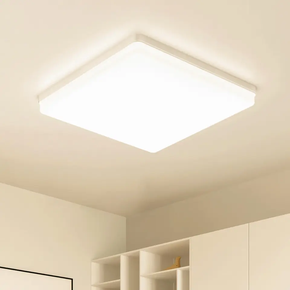 Kuwork LED-Deckenleuchte 30x30cm 3000K, 48W, 4800LM, für Wohnzimmer, Küche, Badezimmer, Schlafzimmer, Flur, Büro, weiß