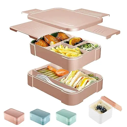 CALIYO Bento-Box 1550ml - Auslaufsichere Lunchbox für Kinder und Erwachsene | BPA-frei, mikrowellen- und spülmaschinenfest (Beigerot)