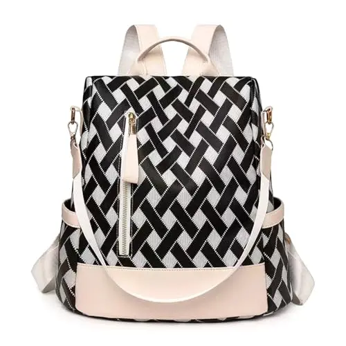 JSNOM Damen Rucksack Wasserdicht: Eleganter Casual Daypack für Universität und Alltag (Schwarz)