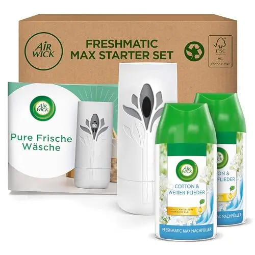Air Wick Freshmatic Max PURE – Starter Set mit 2 Nachfüllern – Raumduft Frische Wäsche