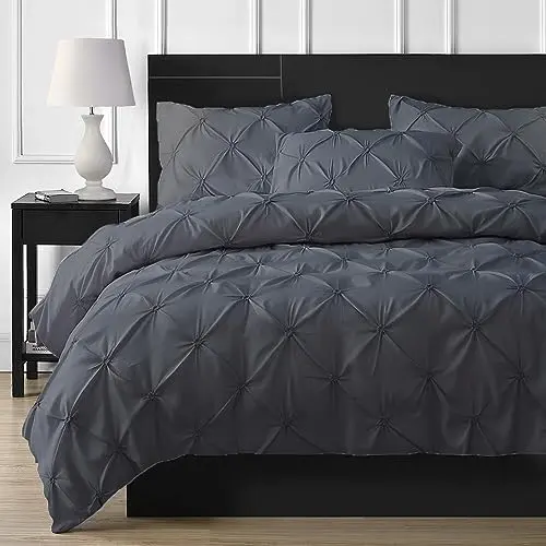 DXHOME Wendebettwäsche 200x200cm Grau Dunkelgrau mit 2 Kissenbezügen 80x80cm, Weiche Microfaser