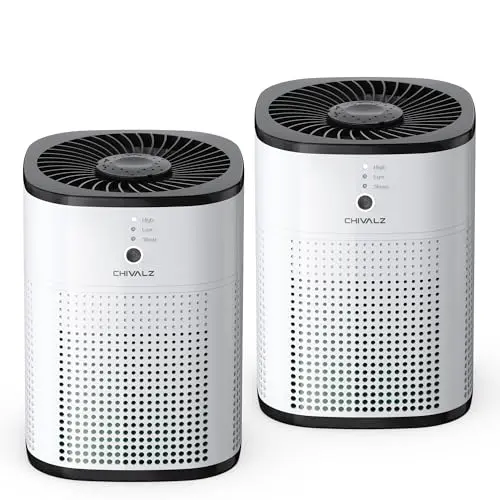 CHIVALZ Luftreiniger mit Aromatherapie für Allergiker, HEPA Filter, 24 dB, Schwarz & Mattweiß, 2er Pack