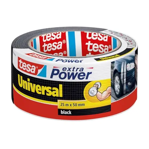 tesa extra Power Gewebeband - Ductape zum Reparieren und Befestigen - Schwarz, 25 m x 50 mm