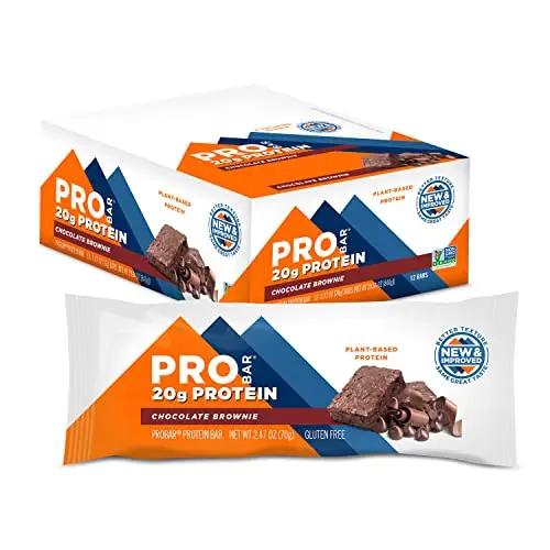 PROBAR - Schokoladen Brownie Proteinriegel (12 x 70g) - 20g Eiweiß für Fitness und Sport