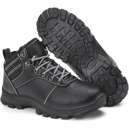 Ricema Winterschuhe Unisex Wasserdicht Rutschfest Warm Gefüttert Schneestiefel Boots Schwarz 38 EU