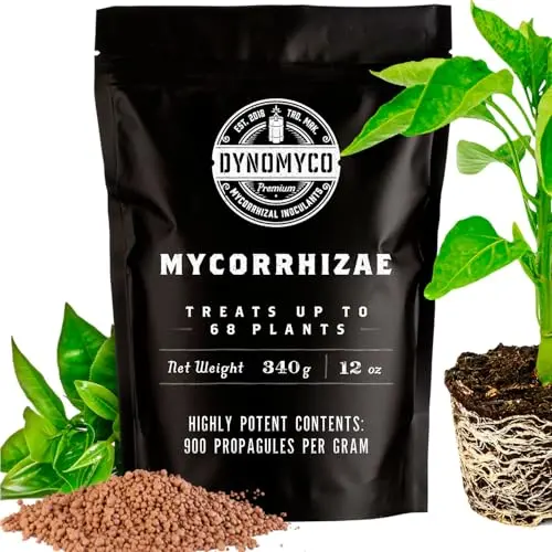 DYNOMYCO Mykorrhiza-Impfmittel - Hochleistungsformel zur Verbesserung der Nährstoffaufnahme und Ertragssteigerung (12 Oz für bis zu 68 Pflanzen)
