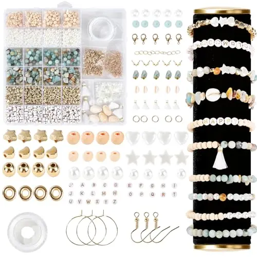 Thalmora Olevia Amazonit Perlen Set für Armbänder, Ketten & Ohrringe – DIY Schmuck für Erwachsene & Kinder