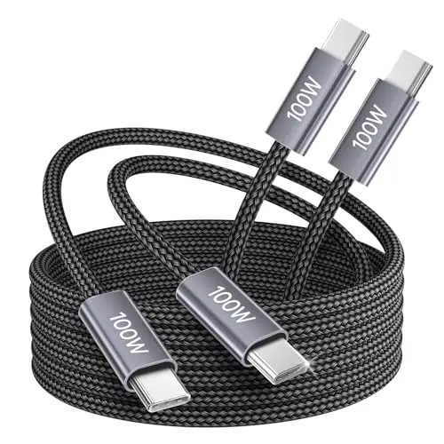 bakibo USB C auf USB C Kabel 100W, 2er Set, 0,5 m, Schnellladekabel für iPhone, MacBook, Samsung S24/S25, Grau
