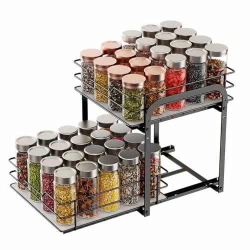 TDSYDS Ausziehbares Gewürzregal 2 Etagen, Gewürzständer für die Küche, L28*B24*H25CM