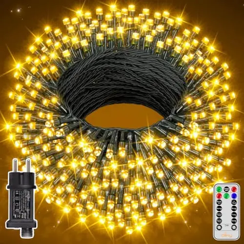 Ollny Außen-Lichterkette, 40 m, 400 LEDs, warmweiß, mit Fernbedienung und Timer