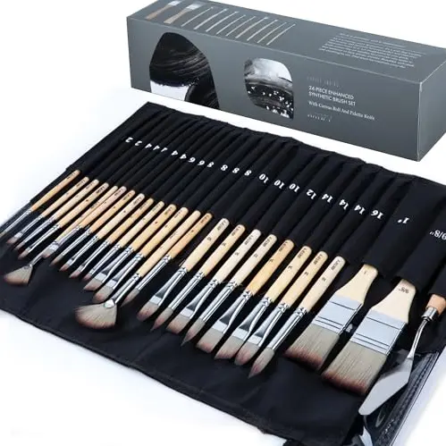 ARTIFY 24-teiliges Pinselset mit Tasche und Palette für Acryl und Aquarell