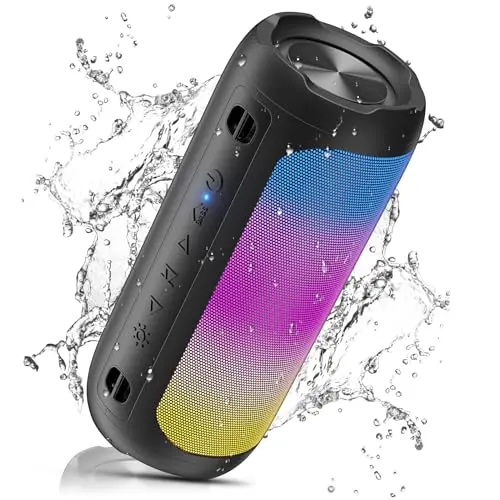 VOSFEEL Bluetooth Lautsprecher mit Schwerkraftsensor, 30h kabellos, IPX7 wasserdicht, Stereo-Speaker für Handy und PC