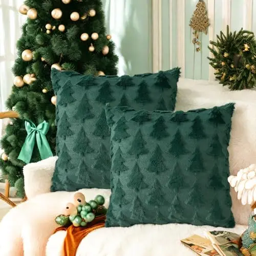 GADITIEK 45x45cm Kissenbezug Weihnachten, 2er Set Plüsch Schneeflocken, Weihnachtsdeko Innen