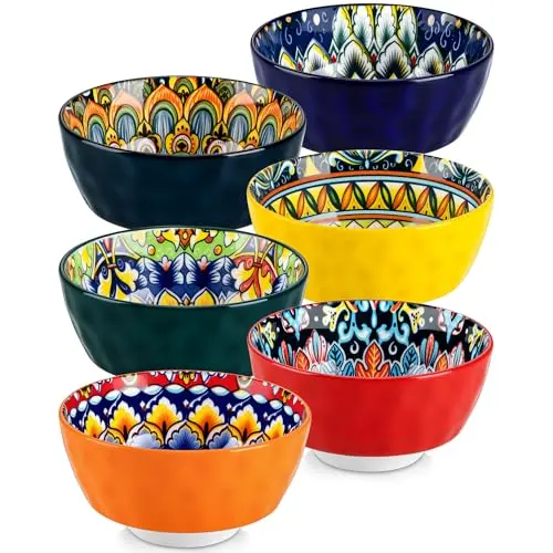 vancasso SIMI Keramik Suppenschüsseln 6er Set - Bunte Müslischalen für Frühstück, Suppe und Snacks
