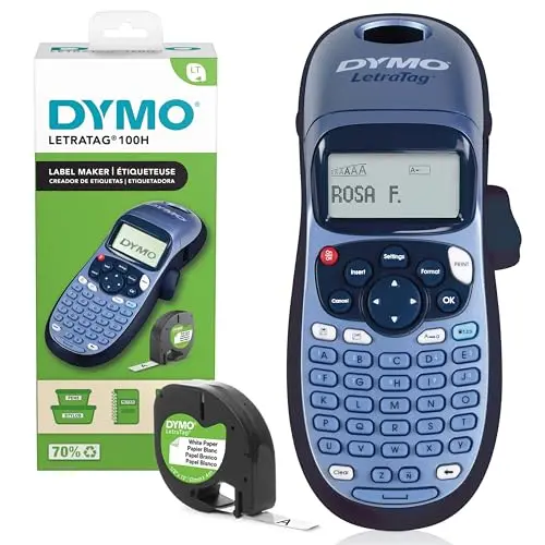 DYMO LetraTag LT-100H Handbeschriftungsgerät | Tragbares Etikettiergerät | Blau | Ideal fürs Büro oder Zuhause