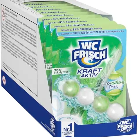WC-Frisch Kraft Aktiv Pro Nature Minze & Eukalyptus (10er Pack) – Duftsteine für langanhaltend frischen Duft