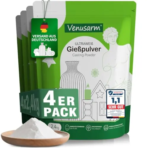 Weißes Keramik-Gießpulver 9,6kg – Lufthärtend, geruchlos, für Gießformen und Silikonformen, ideal für Relief und Gießen