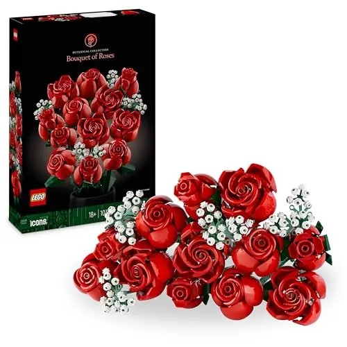 LEGO Botanicals Rosenstrauß - Kunstblumen Set für Erwachsene - DIY Deko Geschenk zum Valentinstag