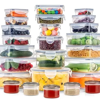 KUMD 50-teiliges Vorratsdosen Set - Mikrowellengeeignet & BPA-frei, inkl. 2x 2,5L & 2x 1,5L Boxen