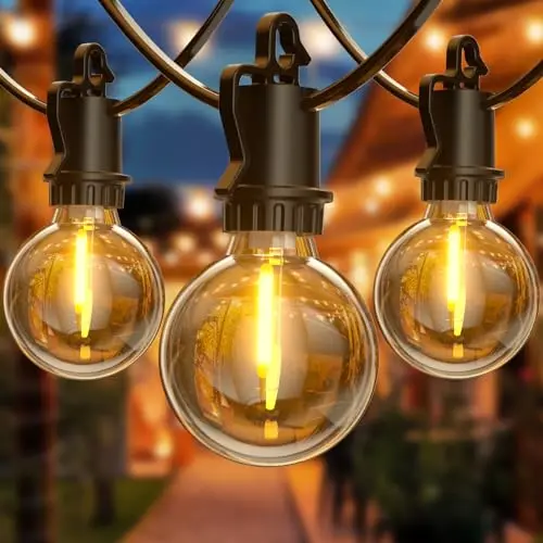 LED Lichterkette für Außen - 8,8m mit 12 Warmweißen Glühbirnen für Balkon, Garten, Party und Hochzeit