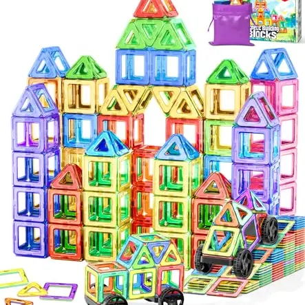 COOLJOYA Magnetische Bausteine, Montessori Spielzeug ab 3 Jahren, 50 Teile, Geschenk für Kinder Jungen und Mädchen