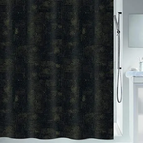 Spirella Duschvorhang 'Georges' 180x200 cm, Anti-Bakteriell, wasserdicht, Schwarz-Gold