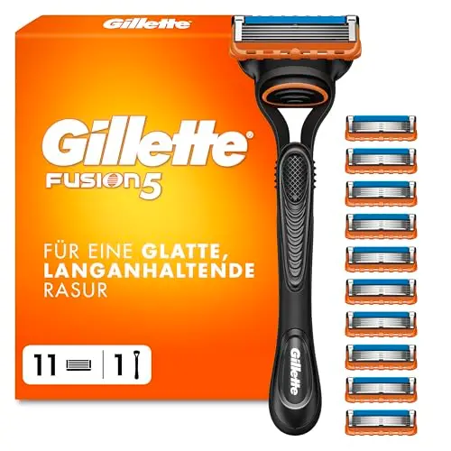 Gillette Fusion5 Rasierer Herren mit 11 Ersatzklingen – Für eine gründliche, sanfte Rasur, schwarz