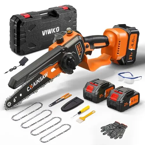 VIWKO Mini Kettensäge 6 Zoll mit 8000mAh Akku – Kompatibel mit Makita 18V für Holzschneiden