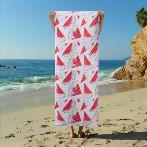 JEMIDI Strandtuch XXL 75x180cm, schnelltrocknend, leicht, Wassermelone, ideal für Strand, Sport, Yoga, Sauna, Reisen