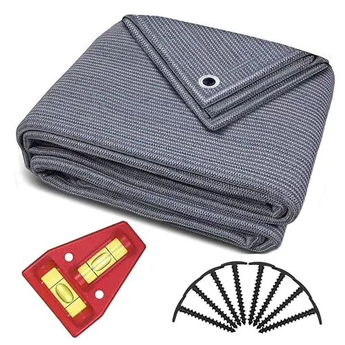 Smartpeas Vorzeltteppich 250x400 cm - Blau/Grau - Robuster und waschbarer Campingteppich mit Edelstahl-Ösen